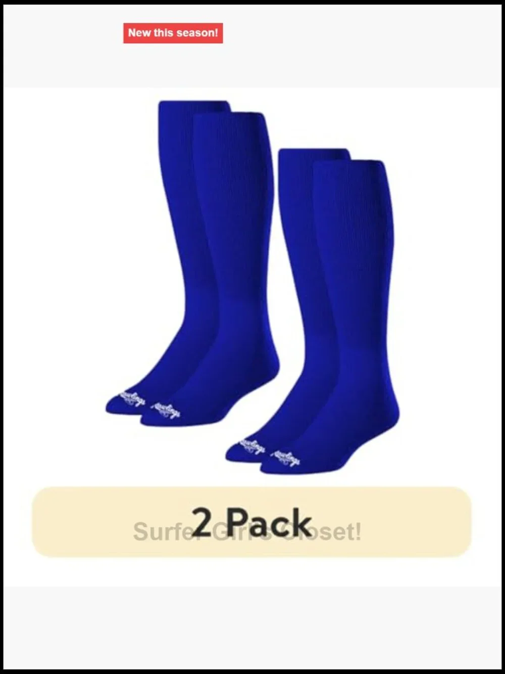 2 Pair Athletic Socks Baseball Softball Multiple Sizes